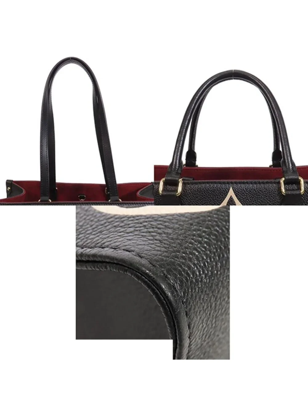 Louis Vuitton On The Go MM Black Beige Monogram Empreinte 2-Way Shoulder Bag